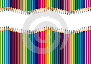 Paper pencils aligned in a waveform and forming a gradient of colors for a presentation.