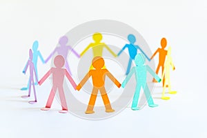 Paper people chain concept of social help and togetherness in group