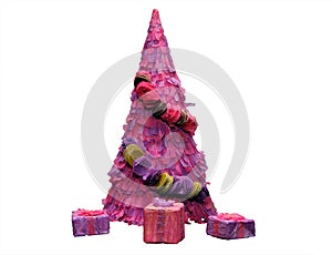 Paper pink Christmas tree