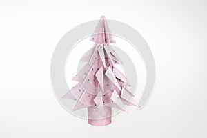 Paper pink Christmas winter pine tree ornament paper craft handmade
