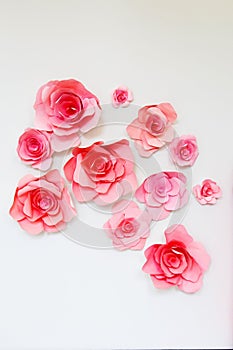 Paper pink decorative flowers