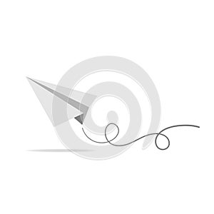 Paper plane Icon goes to success goal vector business financial concept start-up, leadership, creative idea symbol paper art style