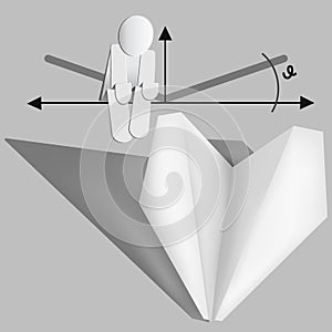 Paper plane. Aerodynamics concept.