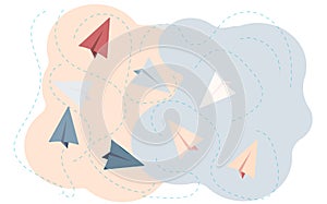 Paper plane with dushed line vector illustration