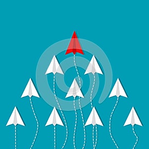 Paper plane that flew in groups. The concept of teamwork. business concept. Vector illustration