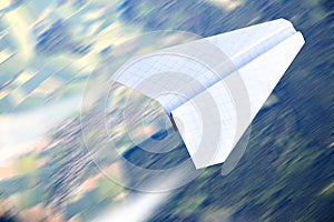 Paper plane flying