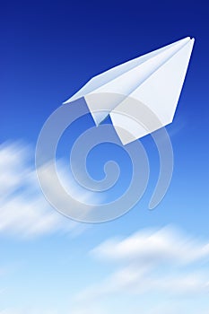 Paper plane flying