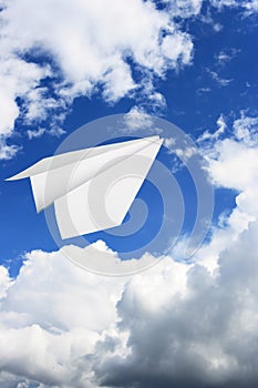 Paper plane flying