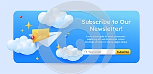 paper plane form subscription to newsletter marketing banner