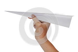 paper plane in hand isolated on white background - clipping paths