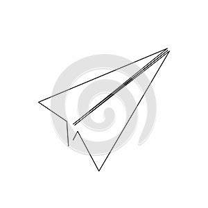 Paper plane icon in line art style. Plane icon isolated on background.