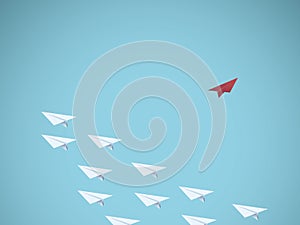 Paper plane leader business vector concept. Think different concept. Symbol of leadership, creativity, unique individual