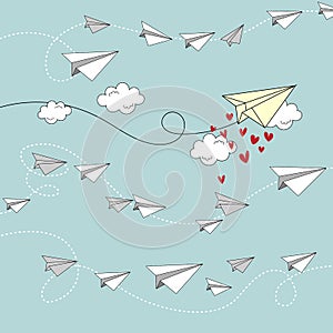 Paper plane seamless pattern