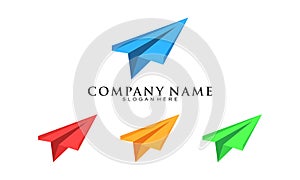 Paper plane set illustration vector logo