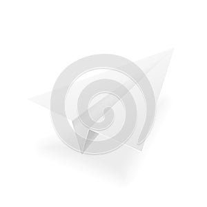 Paper plane vector realistic 3D mockup. White paper airplane jet isolated model