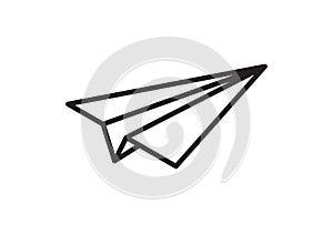 Paper plane vector thin line icon. Paper airplane fly simple sign