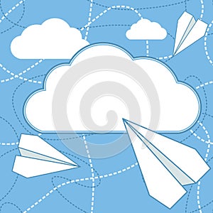 Paper Planes and Cloud Vector Background
