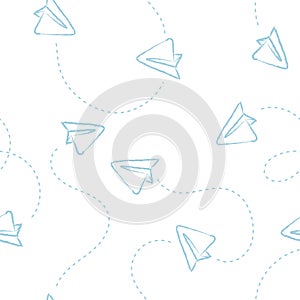 Paper planes seamless pattern. Telegram symbol.