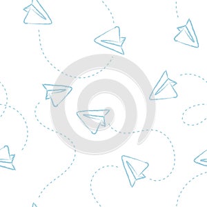 Paper planes seamless pattern. Telegram symbol. photo