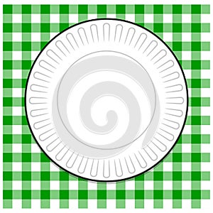 Paper Plate with Green Tablecloth