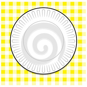 Paper Plate with Yellow Tablecloth