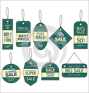 Paper price tag retro vintage style design vector collection