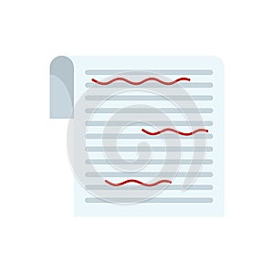 Paper proofread icon flat isolated vector