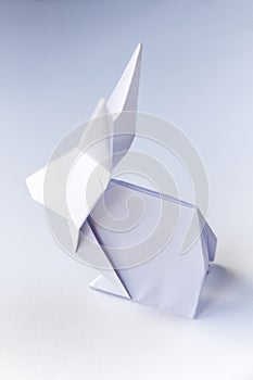 Paper rabbit origami isolated on a white background