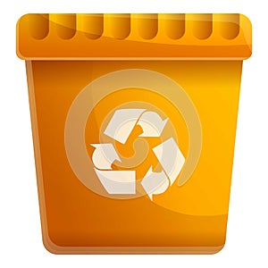 Paper recycle bin icon, cartoon style