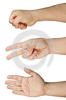 Paper Rock Scissors Hand Game Isolated