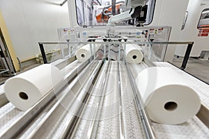 Paper rolls on conveyor