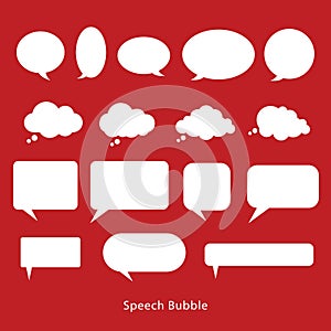 Paper rounded speech bubbles on red background