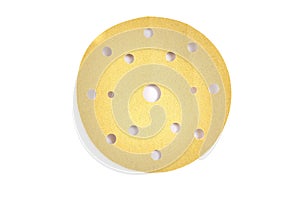 Paper sanding disc for quick release holder for angle grinder isolated on white background