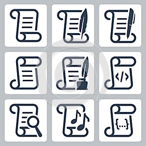 Paper scroll icons in glyph style