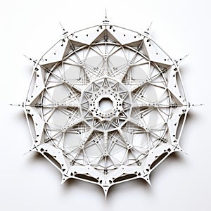 White Mandala: Stunning 3d Rendering Of Sculptural Paper Construction photo