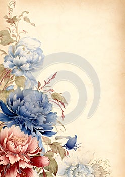Paper with Sepia Painted Flowers - Charm of the Past and Delicacy of Nature