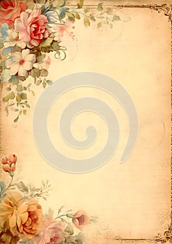 Paper with Sepia Painted Flowers - Charm of the Past and Delicacy of Nature