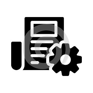 Paper setting laptop vector glyph flat icon