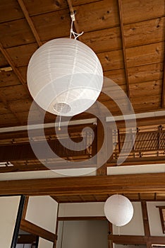 Paper shade pendant lighting