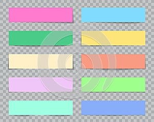 Paper with shadow. Color boxes for web banners. Buttons with frames for text in web page. Blank realistic tags. Bar of labels.