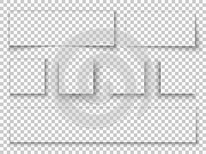 Paper shadow. Elements transparent realistic shadows frame page divider edge tab web banner template mockup border