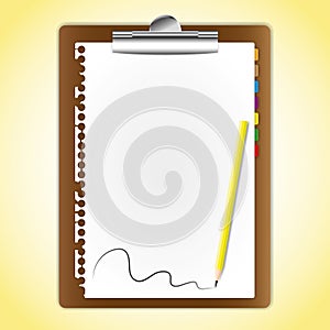 Paper sheet on clipboard