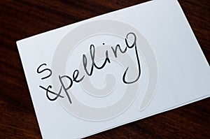 Paper sheet with word spelling