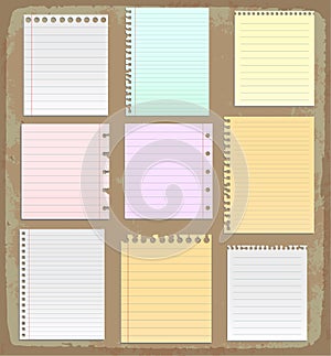 Paper sheets, lined paper and note paper