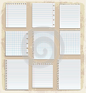 Paper sheets, lined paper and note paper