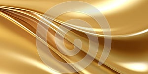 Paper wave shiny satin gold textured background