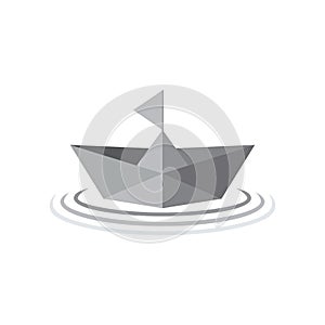 Paper ship boat gradient 3d symbol logo vector