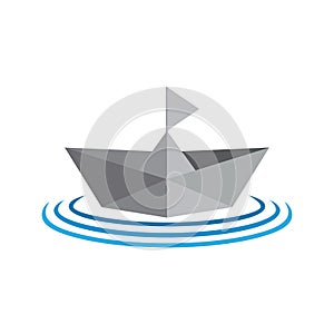 Paper ship boat gradient 3d symbol logo vector