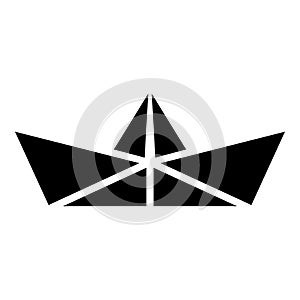 Paper ship Boat origami icon black color vector illustration flat style image