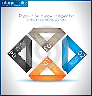 Paper ship origami infographics